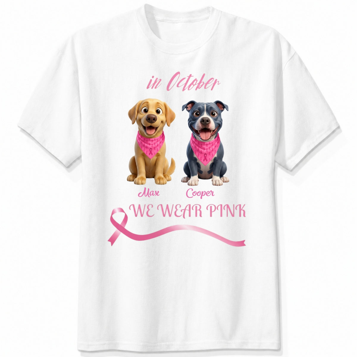 Breast Cancer Awareness In October We Wear Pink Custom Dogs Unisex T-shirt FSDM39