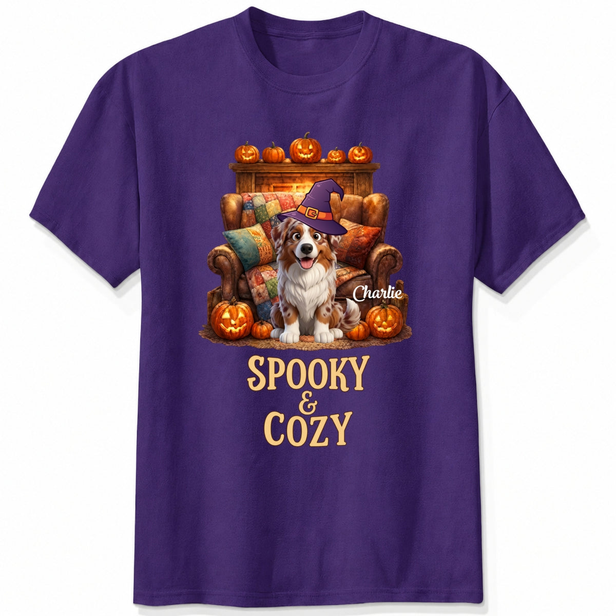 Custom Dogs Halloween T-Shirt, Spooky & Cozy Personalized Pet Shirt, Cute Fall Pumpkin Dog Tee FSDM71