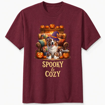 Custom Dogs Halloween T-Shirt, Spooky & Cozy Personalized Pet Shirt, Cute Fall Pumpkin Dog Tee FSDM71
