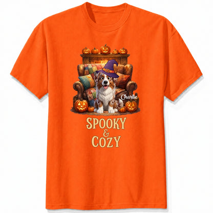 Custom Dogs Halloween T-Shirt, Spooky & Cozy Personalized Pet Shirt, Cute Fall Pumpkin Dog Tee FSDM71