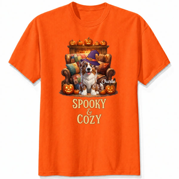 Custom Dogs Halloween T-Shirt, Spooky & Cozy Personalized Pet Shirt, Cute Fall Pumpkin Dog Tee FSDM71