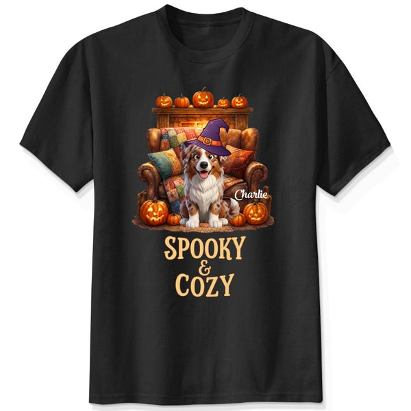 Custom Dogs Halloween T-Shirt, Spooky & Cozy Personalized Pet Shirt, Cute Fall Pumpkin Dog Tee FSDM71