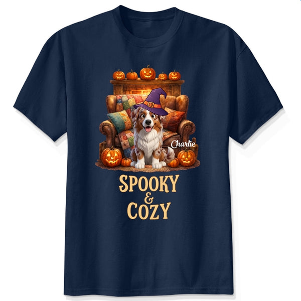 Custom Dogs Halloween T-Shirt, Spooky & Cozy Personalized Pet Shirt, Cute Fall Pumpkin Dog Tee FSDM71