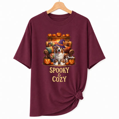 Custom Dogs Halloween T-Shirt, Spooky & Cozy Personalized Pet Shirt, Cute Fall Pumpkin Dog Tee FSDM71