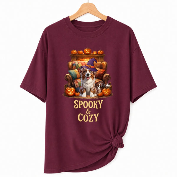 Custom Dogs Halloween T-Shirt, Spooky & Cozy Personalized Pet Shirt, Cute Fall Pumpkin Dog Tee FSDM71