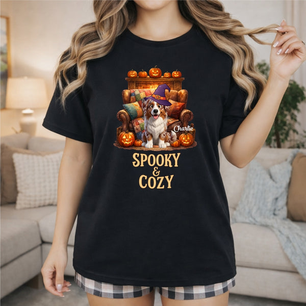 Custom Dogs Halloween T-Shirt, Spooky & Cozy Personalized Pet Shirt, Cute Fall Pumpkin Dog Tee FSDM71