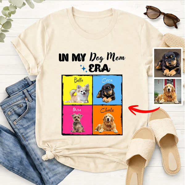 Funny In My Dog Mom Era Custom Dog Photos and Names T-shirt, Gift for Dog Mom FSD4815