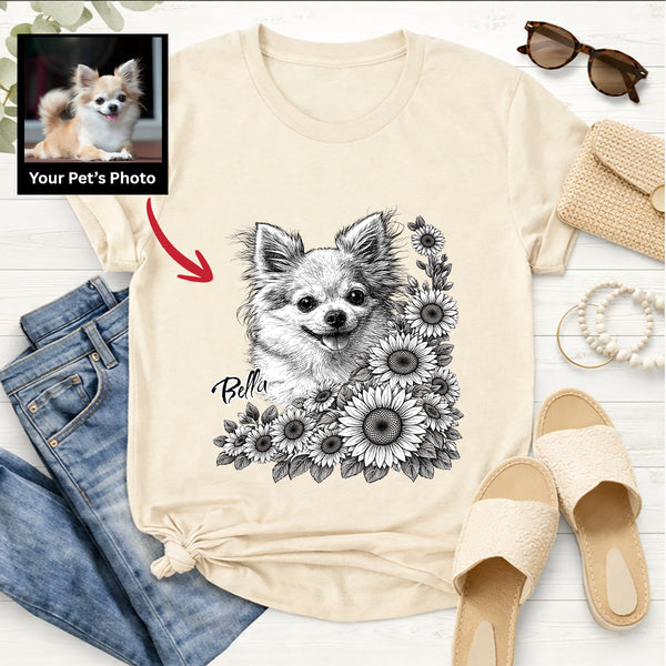 Sunflowers Customized Dog T-shirt for humans, Personalized Gift for Dog Parent FSD4811