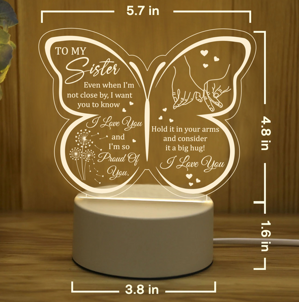 To My Sister Gifts - Sister Night Light Gifts for Sister on Birthday, Christmas Sister Led Lamp TNL2