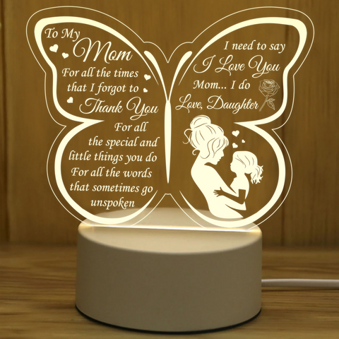 Gifts for Mom from Daughter To My Mom Night Light, Mother and Daughter Acrylic Led Lamp TNL4