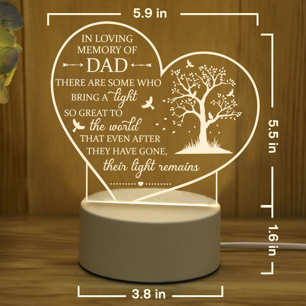 Dad Memorial Led Lamp, Memorial Gifts for Loss of Father, Loss of Dad Gifts, in Loving Memory of Dad TNL7