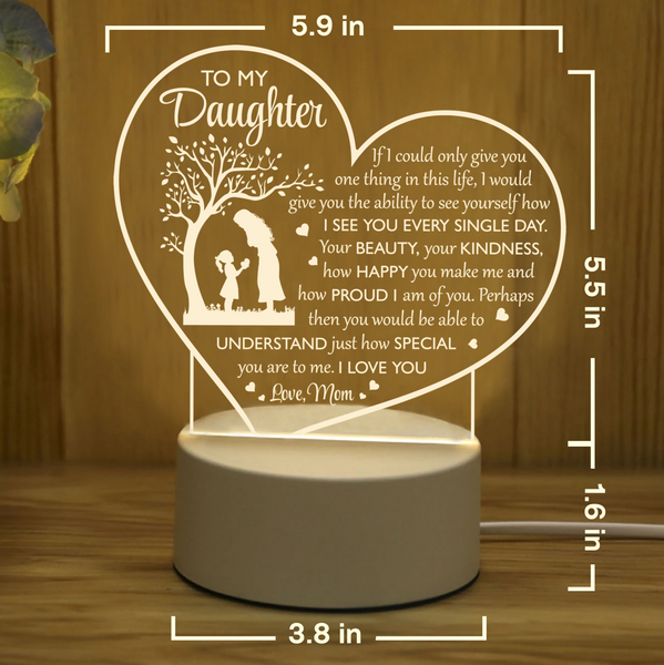 To My Daughter Gifts from Mom Daughter Night Light, Mother Daughter Led Lamp TNL9