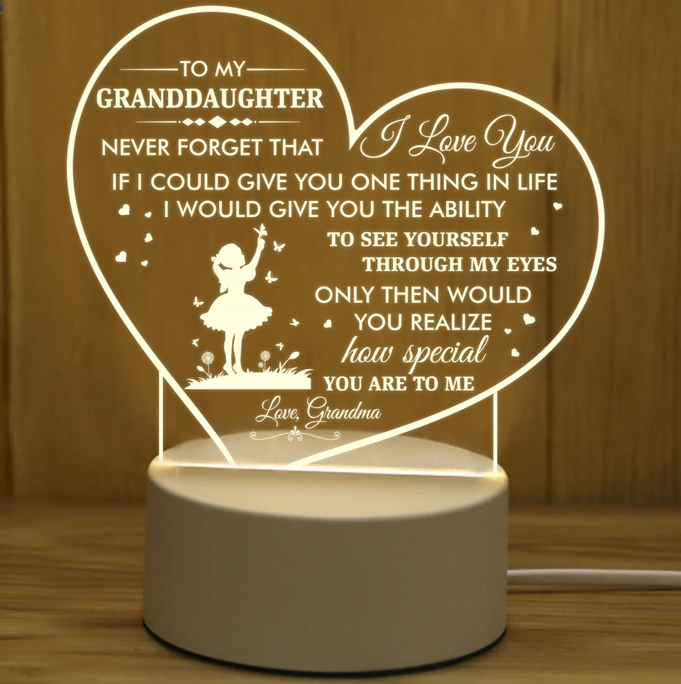 To My Granddaughter gifts from Grandma - Granddaughter Night Light, Grandma Granddaughter Led Lamp TNL6