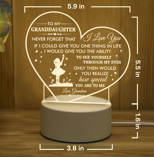 To My Granddaughter gifts from Grandma - Granddaughter Night Light, Grandma Granddaughter Led Lamp TNL6