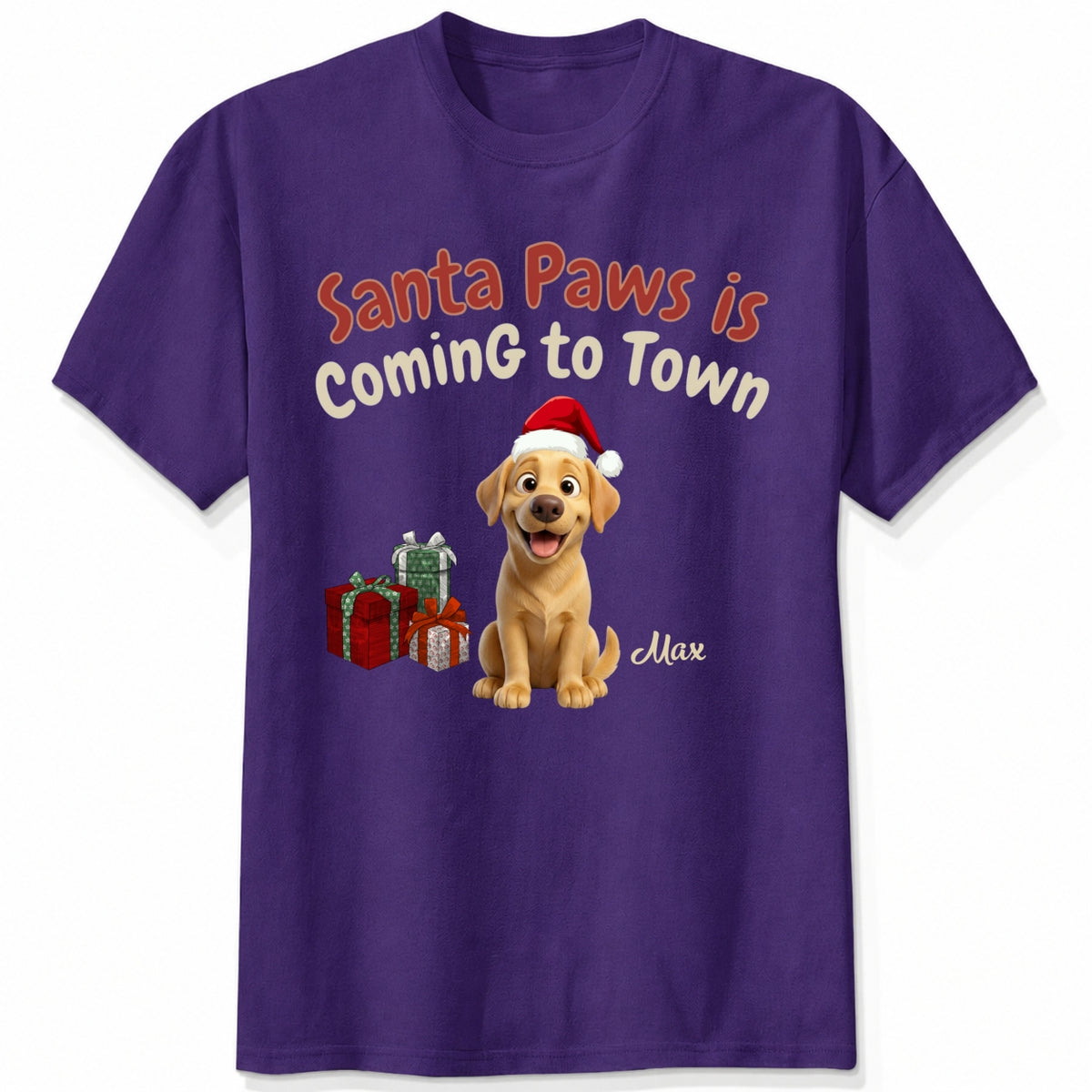 Santa Paws Is Coming To Town Personalized Dogs Funny Christmas Tee FSDM87