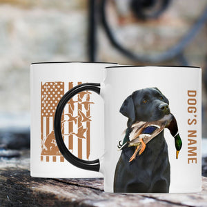 Duck Hunting Dogs Custom Name American flag Accent Edge-to-Edge Mug, Gifts idea for Duck Hunter FSD4502