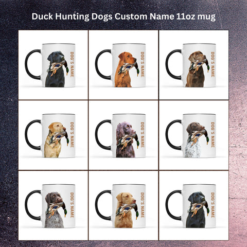 Duck Hunting Dogs Custom Name American flag Accent Edge-to-Edge Mug, Gifts idea for Duck Hunter FSD4502