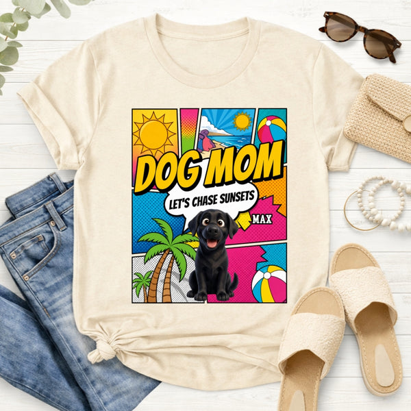 Colorful Pop Art Summer Custom Personalized Dogs T-shirt for Dog Mom FSDM43