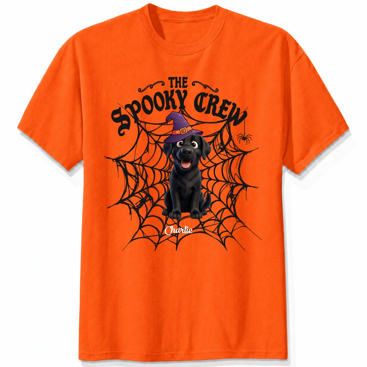Custom Dogs Halloween T-Shirt, The Spooky Crew Personalized Pet Shirt, Spider Web Dog Lover Tee FSDM72
