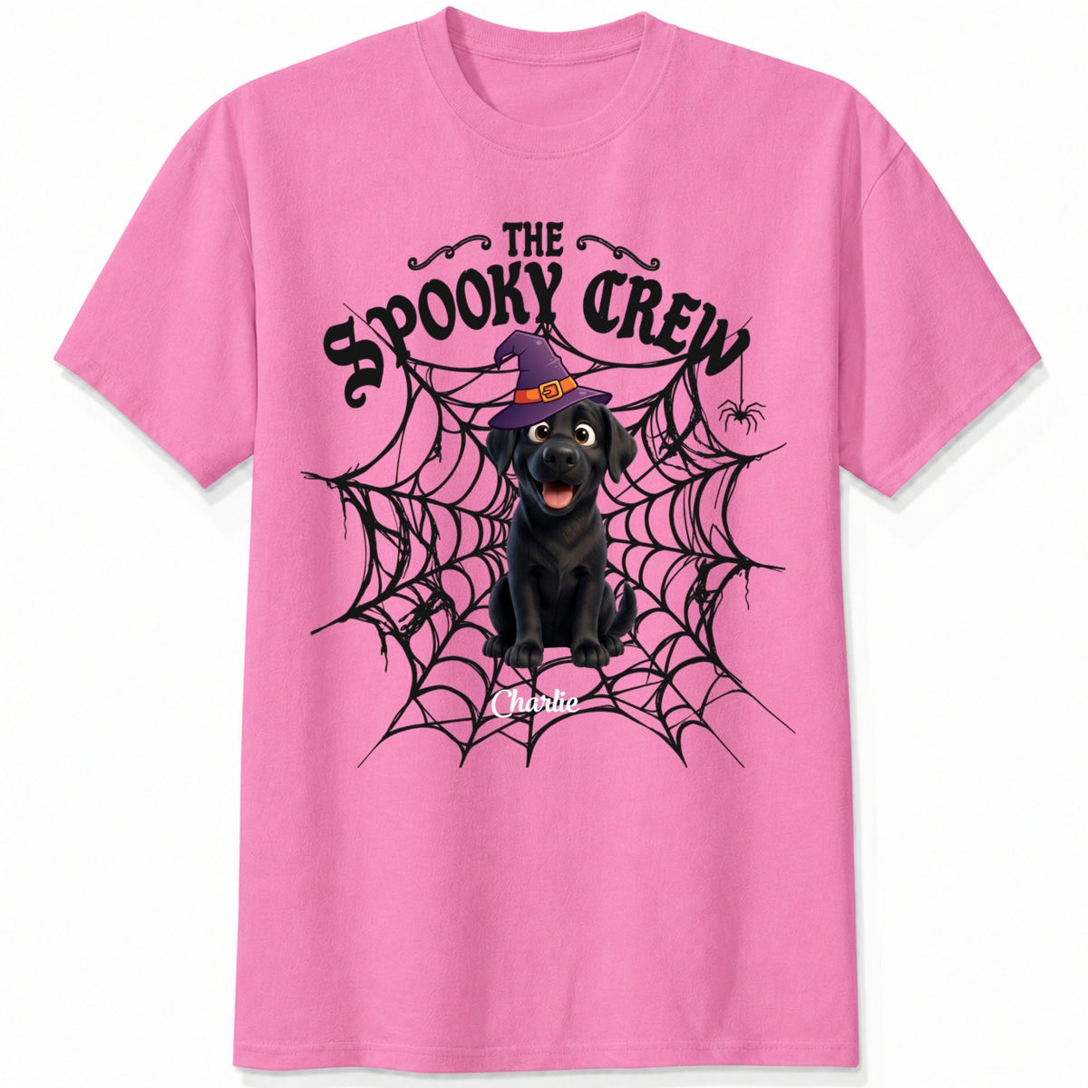 Custom Dogs Halloween T-Shirt, The Spooky Crew Personalized Pet Shirt, Spider Web Dog Lover Tee FSDM72