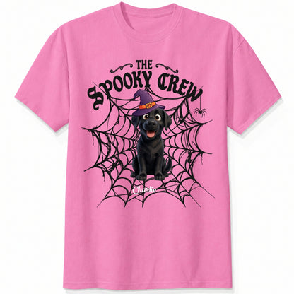 Custom Dogs Halloween T-Shirt, The Spooky Crew Personalized Pet Shirt, Spider Web Dog Lover Tee FSDM72