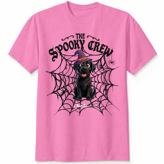 Custom Dogs Halloween T-Shirt, The Spooky Crew Personalized Pet Shirt, Spider Web Dog Lover Tee FSDM72