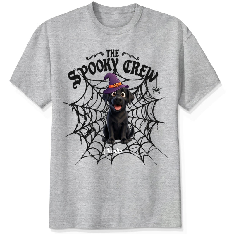 Custom Dogs Halloween T-Shirt, The Spooky Crew Personalized Pet Shirt, Spider Web Dog Lover Tee FSDM72
