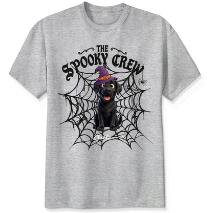 Custom Dogs Halloween T-Shirt, The Spooky Crew Personalized Pet Shirt, Spider Web Dog Lover Tee FSDM72
