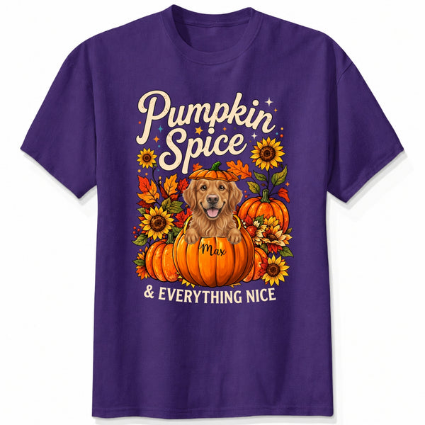 Pumpkin Spice & Everything Nice Personalized Dogs Fall T-Shirt FSDM75