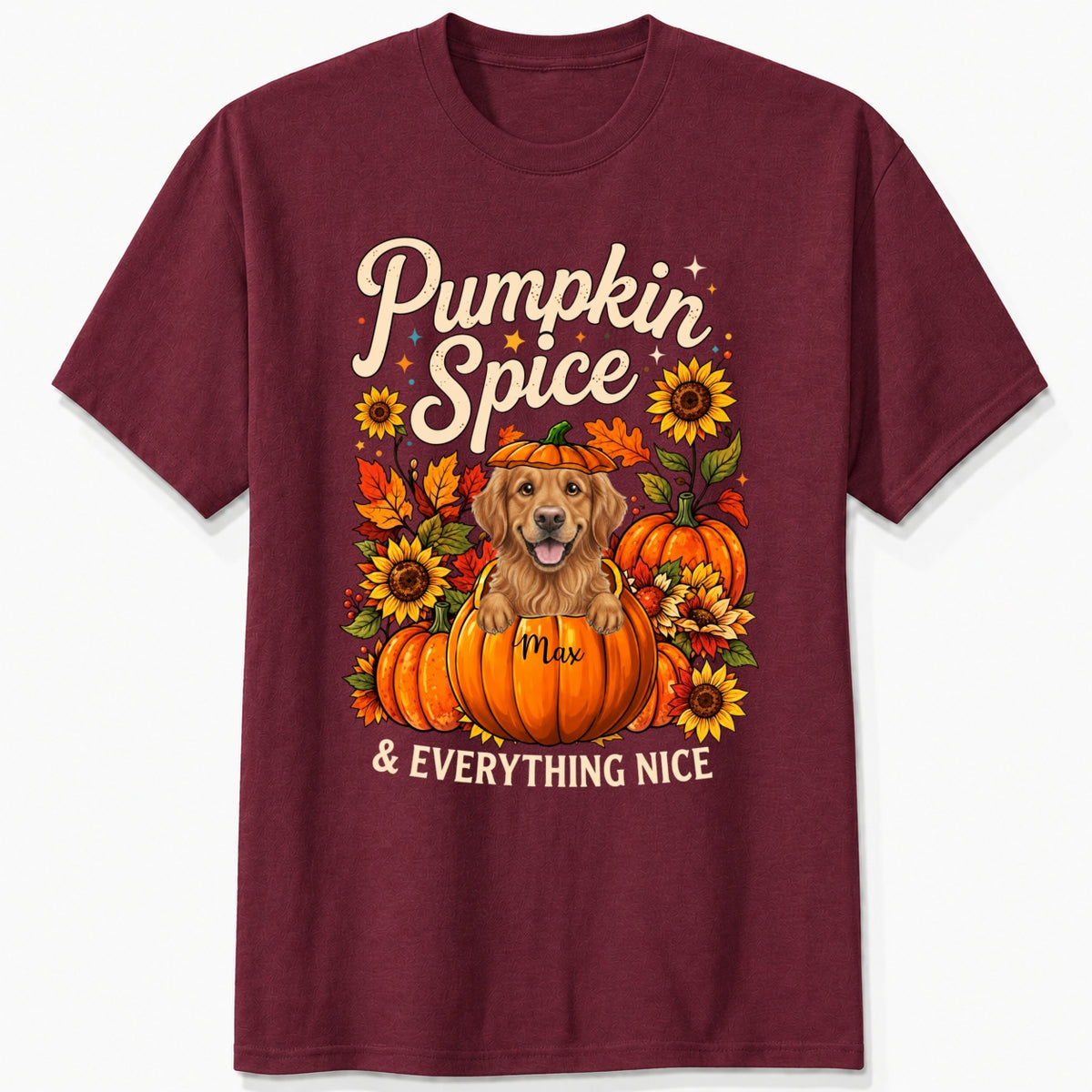 Pumpkin Spice & Everything Nice Personalized Dogs Fall T-Shirt FSDM75