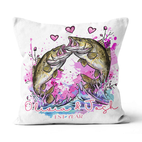 Custom Bass Fishing Couple Pillow Valentine'S Day Gifts For Wife And Husband, Valentines Day Decor IPHW5769