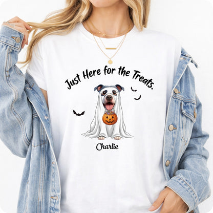 Funny Just Here for the Treats Custom Halloween Dogs T-shirt for Dog Mom Dog Dad FSDM49