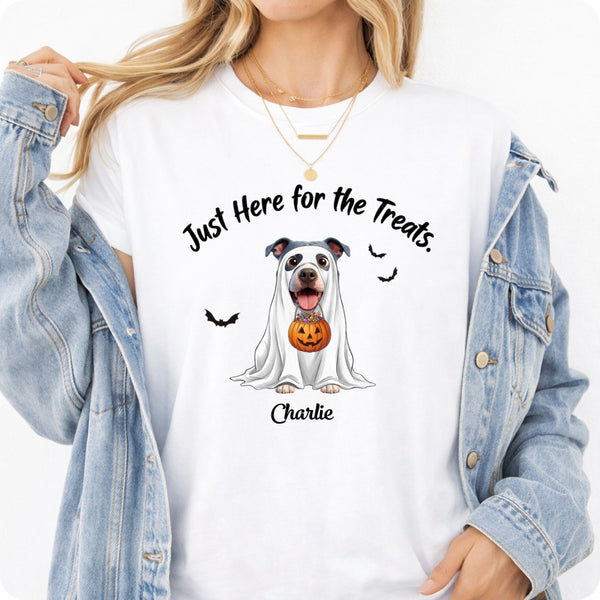 Funny Just Here for the Treats Custom Halloween Dogs T-shirt for Dog Mom Dog Dad FSDM49