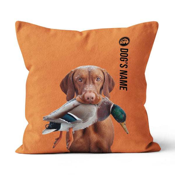 Vizsla Hunting Dog Custom Dog's Name Orange Pillow, Hunting Dog Pillows FSD4406