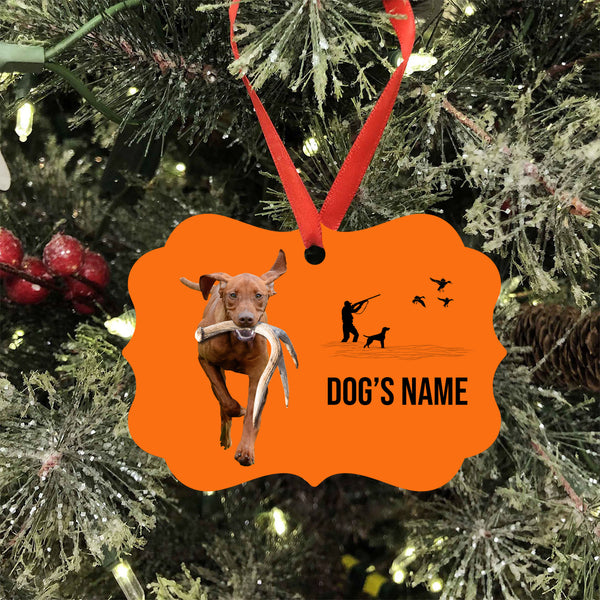 Vizsla Hunting Dog Custom Name Medallion Aluminum Ornament - Dog Christmas ornament FSD4362