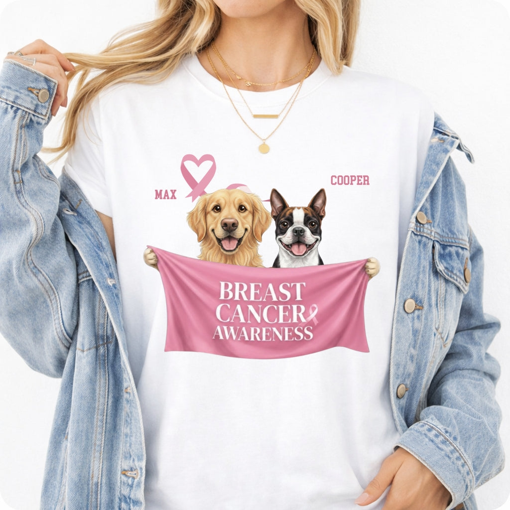 Breast Cancer Awareness Custom Personalized Cute Dogs Unisex T-shirt FSDM34