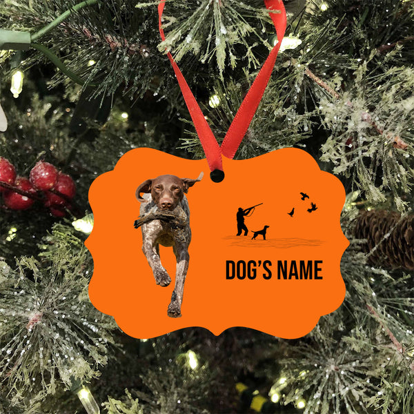 German Shorthaired Pointer Hunting Dog Custom Name Medallion Aluminum Ornament - Dog Christmas ornament FSD4343