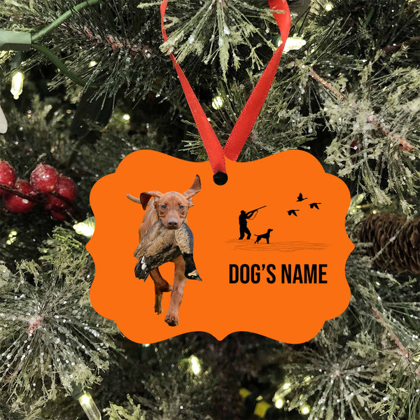 Vizsla Hunting Dog Custom Name Medallion Aluminum Ornament - Dog Christmas ornament FSD4362