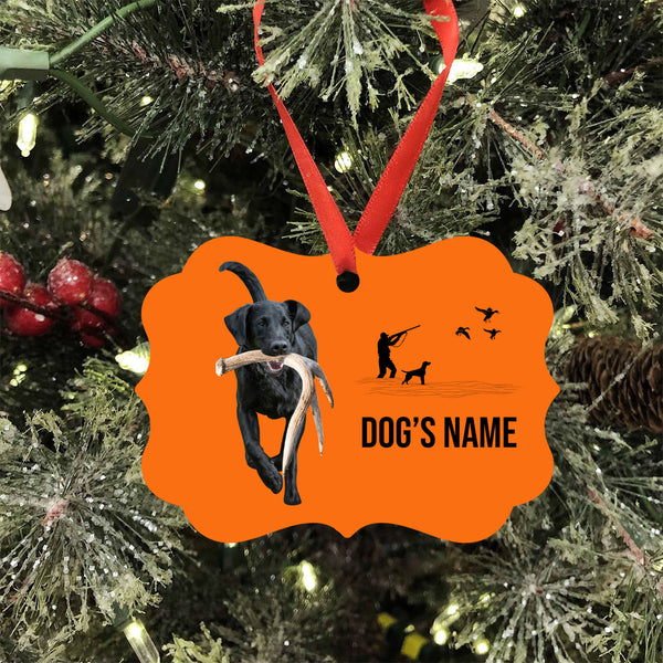 Black Labrador Retriever Hunting Dog Custom Name Medallion Aluminum Ornament - Dog Christmas ornament FSD4342