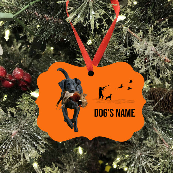 Black Labrador Retriever Hunting Dog Custom Name Medallion Aluminum Ornament - Dog Christmas ornament FSD4342