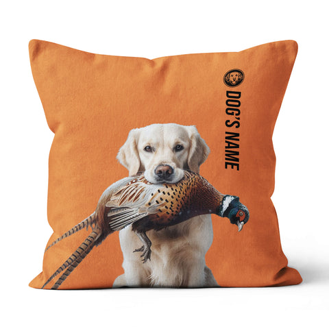 Golden Retriever Hunting Dog Custom Dog's Name Orange Pillow, Hunting Dog Pillows FSD4405