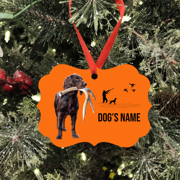 Boykin Spaniel Hunting Dog Custom Name Medallion Aluminum Ornament - Dog Christmas ornament FSD4356