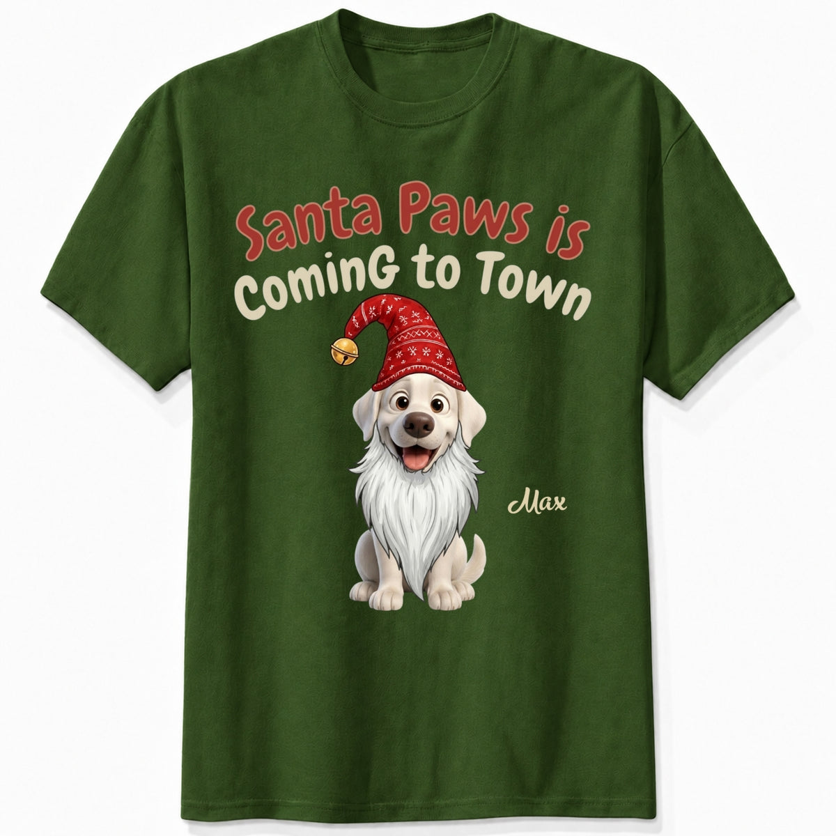 Santa Paws Is Coming To Town Funny Custom Dogs Christmas T-Shirt, Holiday Dog Lover Tee FSDM93