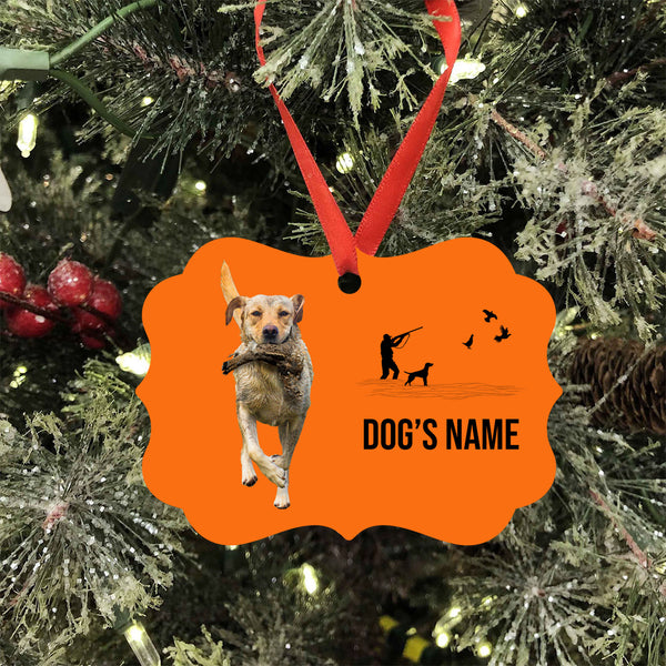 Yellow Labrador Retriever Hunting Dog Custom Name Medallion Aluminum Ornament - Dog Christmas ornament FSD4345