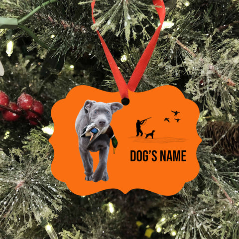 Silver Labrador Retriever Hunting Dog Custom Name Medallion Aluminum Ornament - Dog Christmas ornament FSD4351