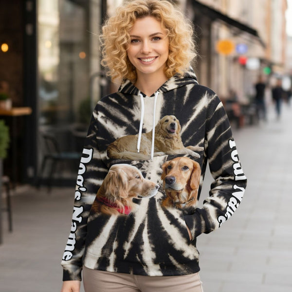 Custom Dog Photo Tie-Dye Hoodie – 3 Photo Design FSD4767