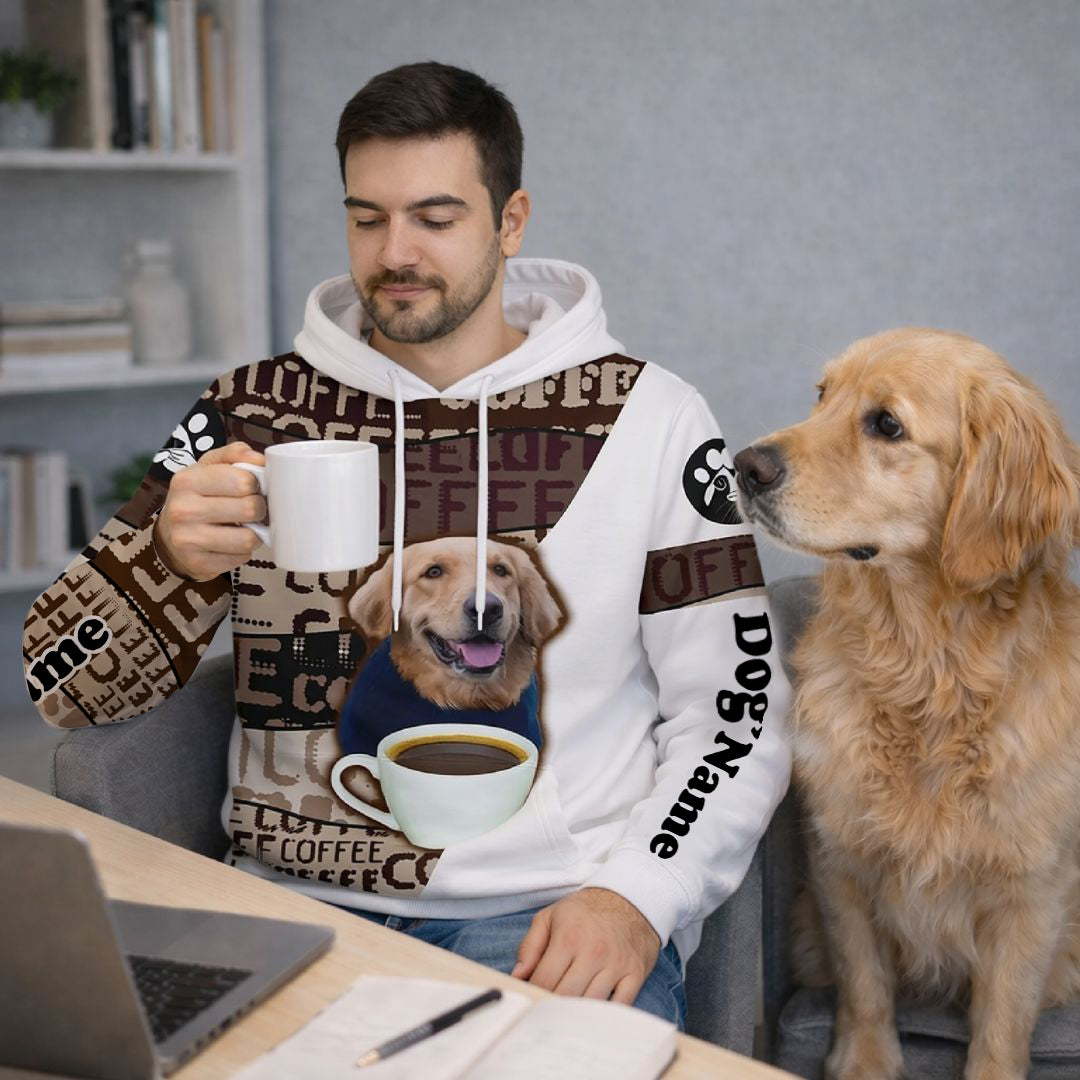Funny Dog & Coffee Custom Dog Face Hoodie – For Dog & Coffee Lovers FSD4773