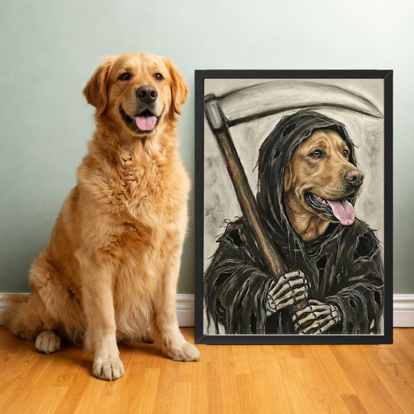 Custom Dog Grim Reaper Style Framed Matte Canvas FSD4789