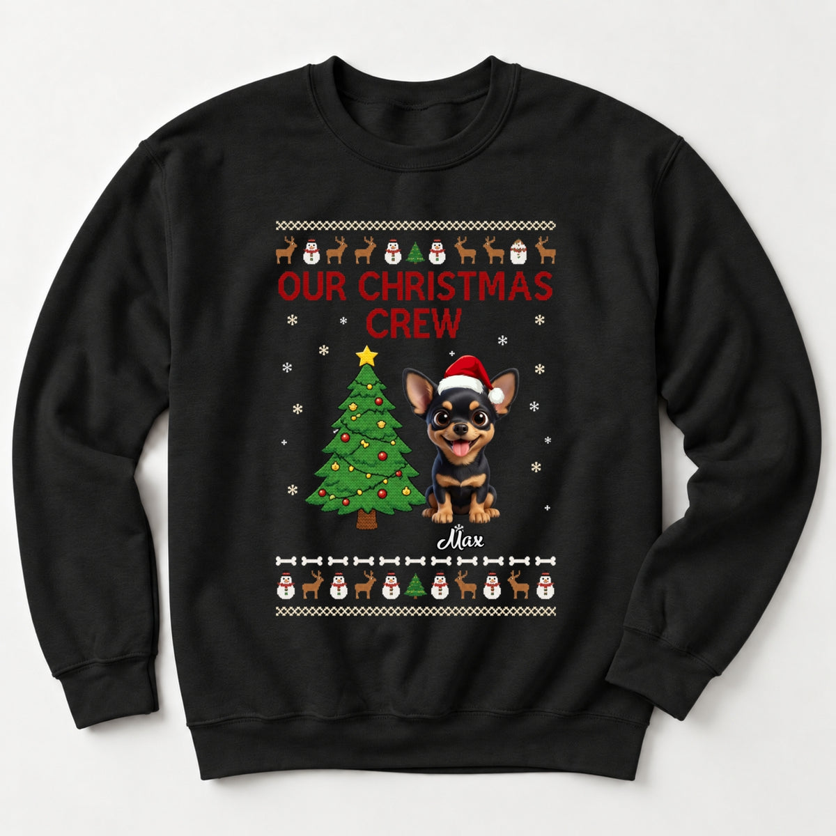 Custom Dogs Christmas Unisex Standard Crew Neck Sweatshirt, Our Christmas Crew Holiday Shirt FSDM114