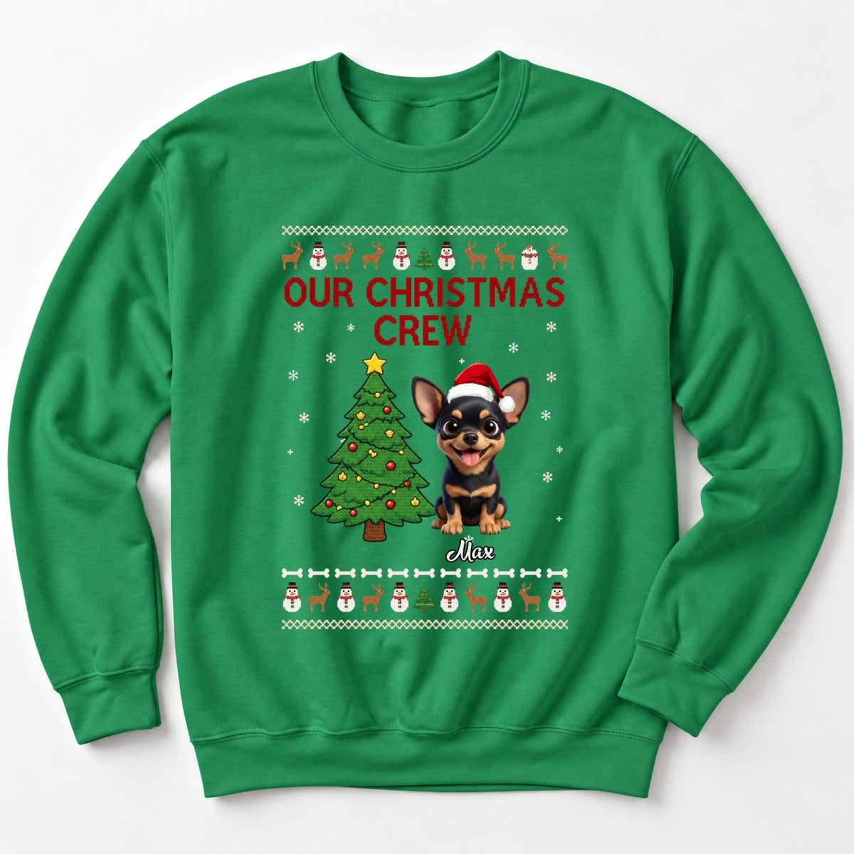 Custom Dogs Christmas Unisex Standard Crew Neck Sweatshirt, Our Christmas Crew Holiday Shirt FSDM114